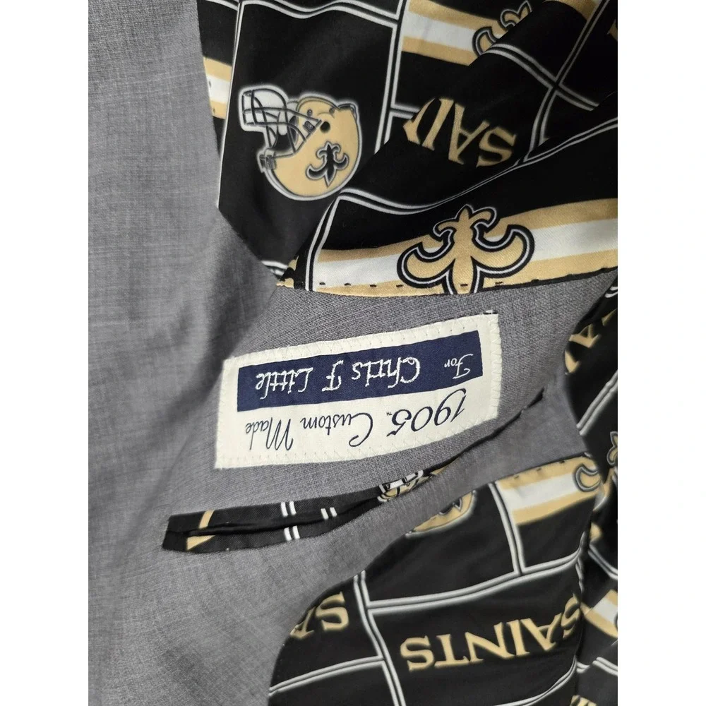 New Orleans Saints Blazer Mens Gray NFL Football Logo Lining‎ Two Button Vented